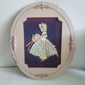 Vintage German Framed Lace Woman 18" H x 15" W - Very Unique Piece